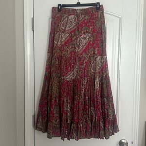 Ruffled maxi-skirt 5 tiers fully lined,elastic waist. Sequins/paisley, cotton,